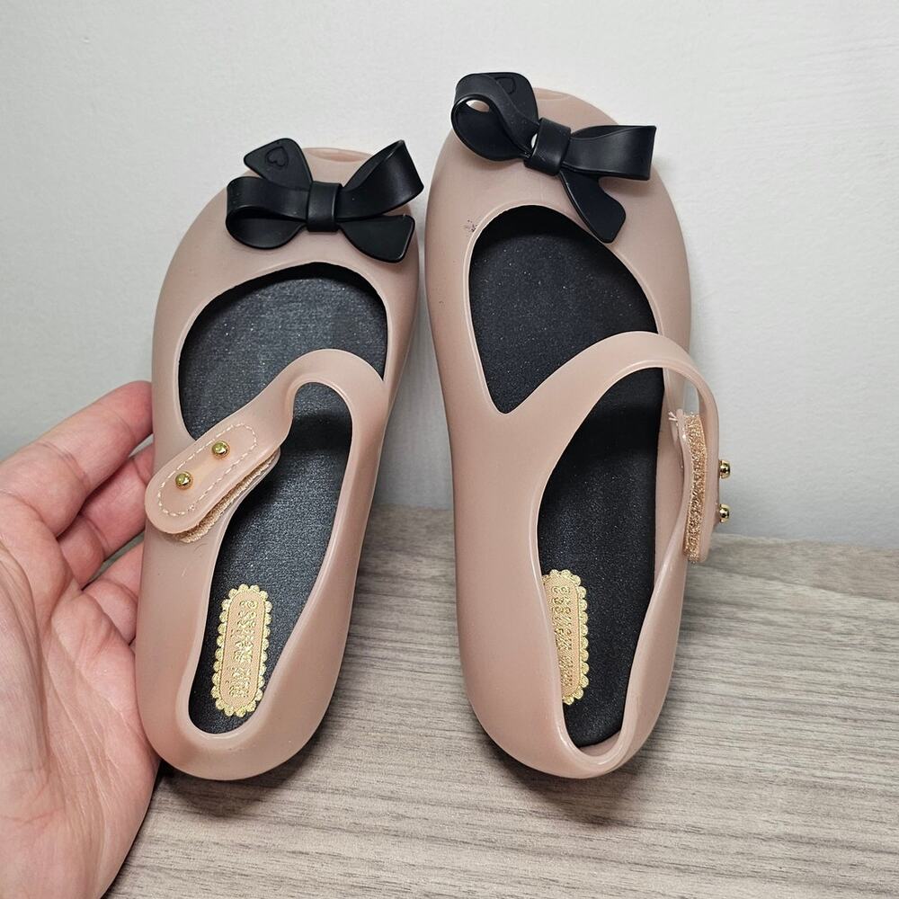 Mini Melissa Ultragirl Jason Wu Mary Jane Flats Black Pink USA 10 Girls Bow - Picture 6 of 10